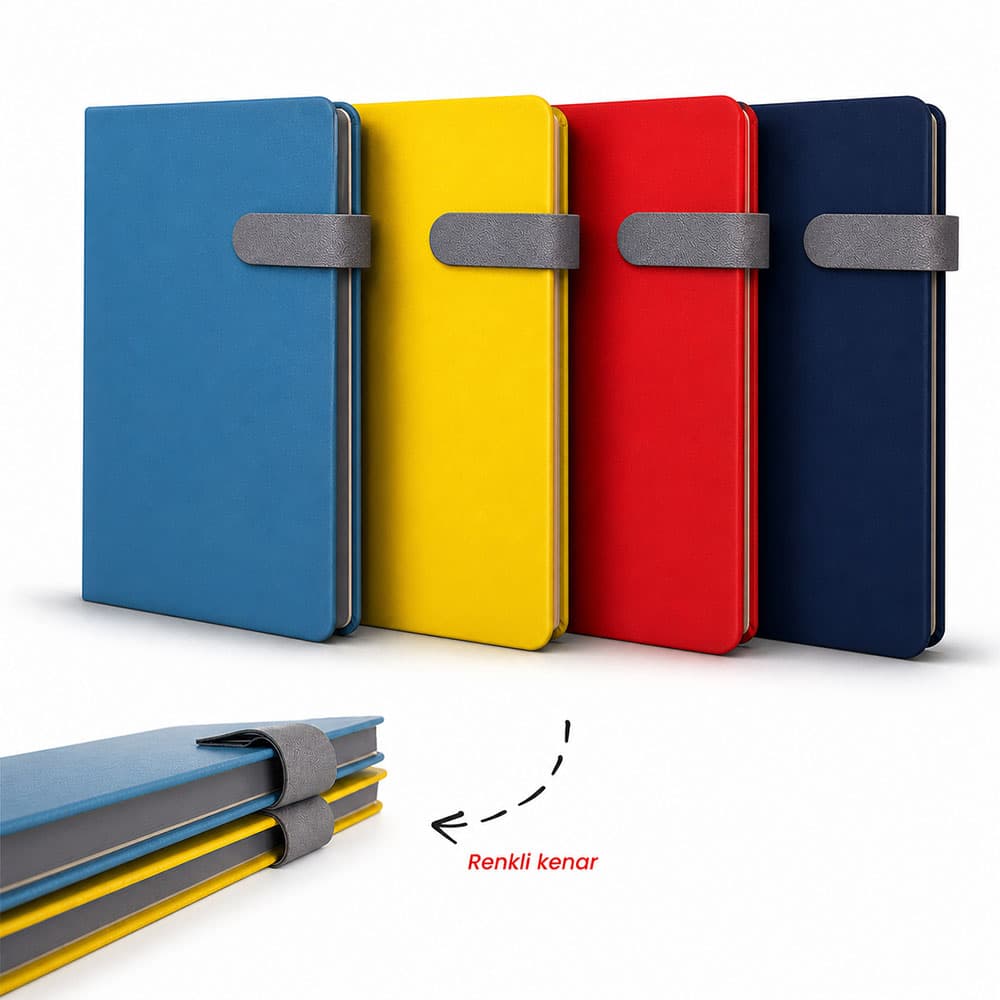 Termo Deri Kenarları Boyalı ve Mıknatıslı Defter